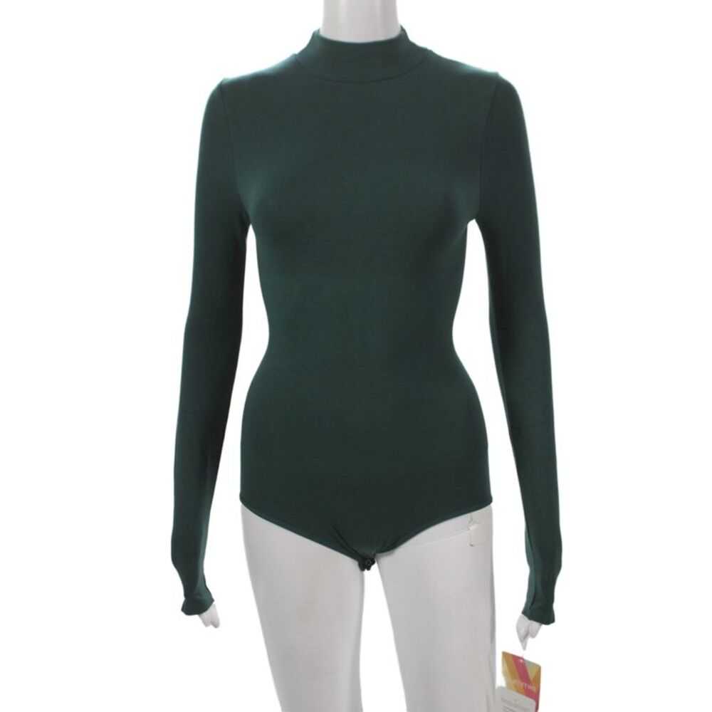 Yummie Womens Green Long Sleeve Mock Neck Jumpsuit Size S